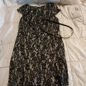 Black with white lining lace dress